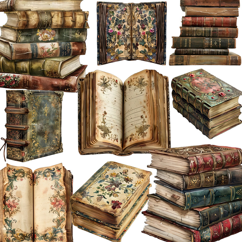 Vintage Collectible Books - 20 قطعة/الحزمة الكتب خمر ملصق DIY