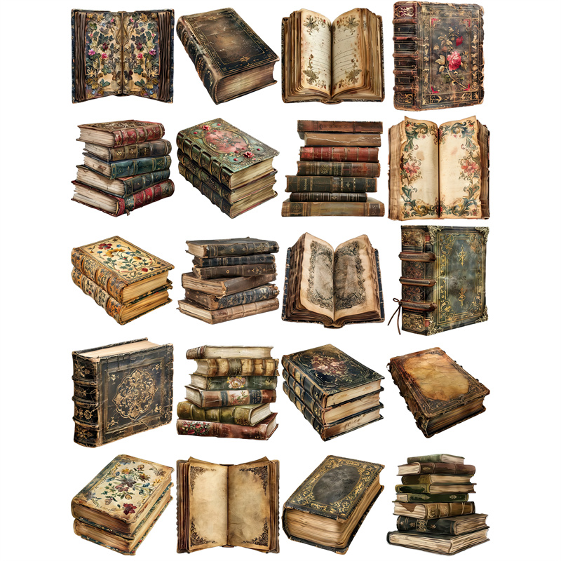20 قطعة/الحزمة الكتب خمر ملصق  - مراجعة Vintage Collectible Books وسعره